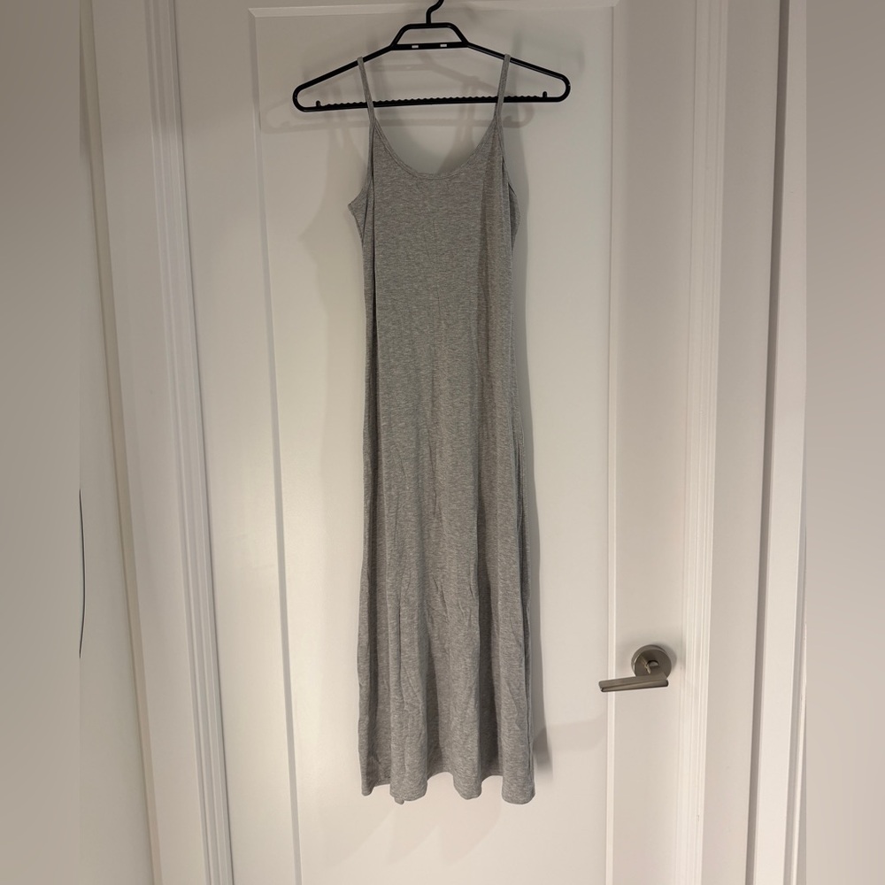 Grey Ribbed Tank Dress (Minimal, Everyday, Layering Piece)